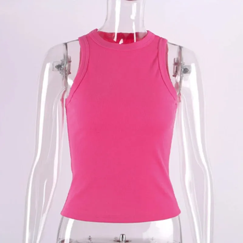 Ribbed Knitted Tops Neck Summer Basic Shirts White Black Casual Sport Vest Off Shoulder Green Women's Tank Top — image 12