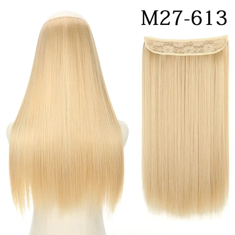 Synthetic Long Straight No Clip Invisible Line Hair Extensions 40 55 80cm Natural Brown Blonde Fake Hairpiece For Women