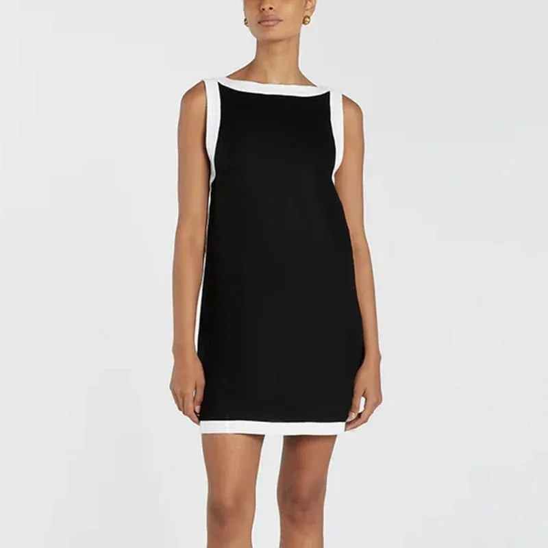 Chic Linen Summer Women Dress 2024 Solid Sleveelss Pacthwork Basic Tank Dress Elegant Ladies Dresses Summer Sale Boho Sundress