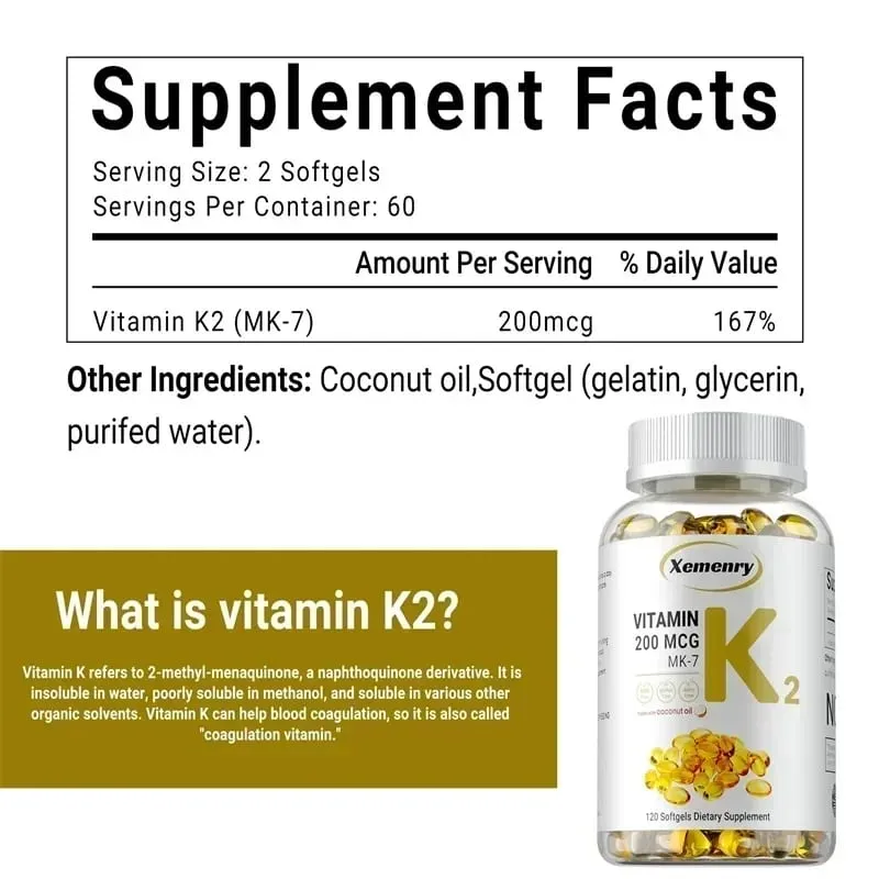 Vitamin K2 MK-7 Supplement - Supports Calcium Absorption Bones Joint Immunity and Heart Health Easy To Swallow — image 2