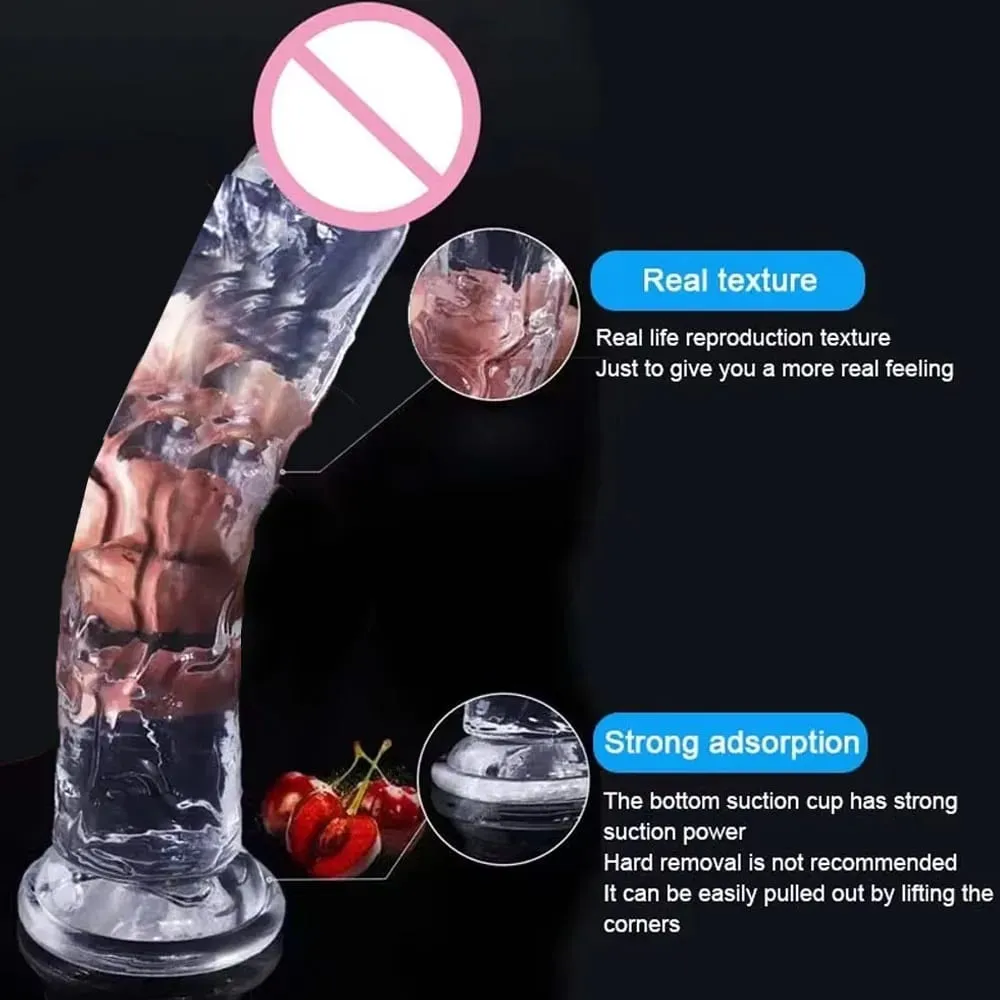 Transparent Realistic Dildo Jelly Penis Suction Cup Dildo Female Masturbator Clitoral Stimulator Big Dick Lesbian Sex Toys
