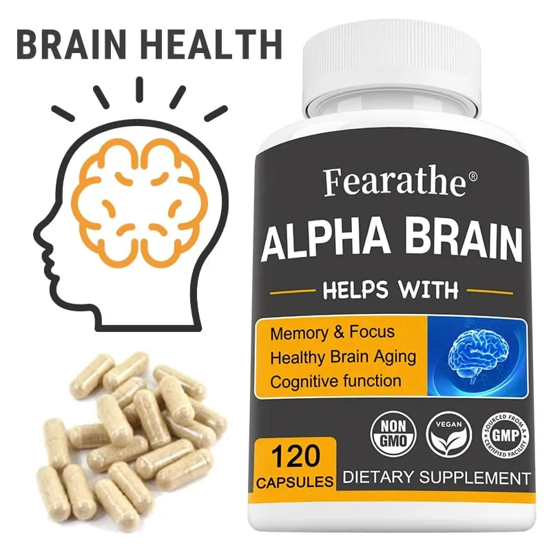 Alpha Brain Nootropics Suplement mózgu dla mężczyzn i kobiet - Pamięć, jasność umysłu i funkcje poznawcze dzięki kapsułkom skupiającym witaminę B6