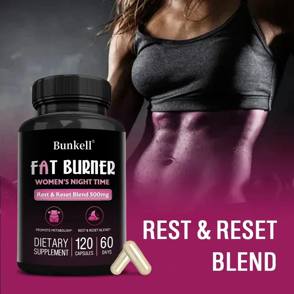Night Fat Burning Capsules - Enhance Immune System Promote Metabolism Healthy Weight Management 120 Capsules