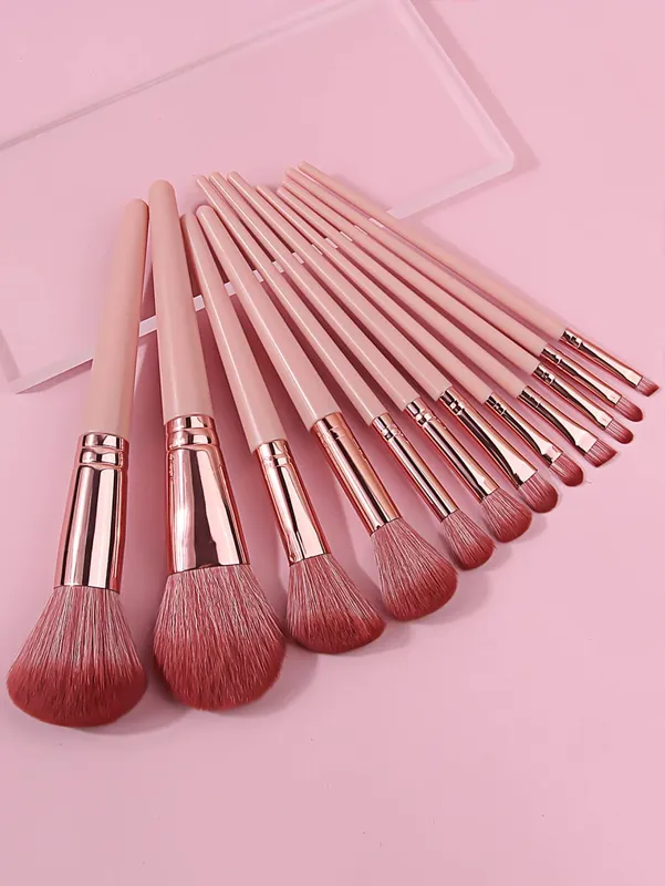 12Pcs Pink Makeup Brush Set Make Up Concealer Blush Powder Brushes Eye Shadow Highlighter Foundation Brush Cosmetic Beauty Tools