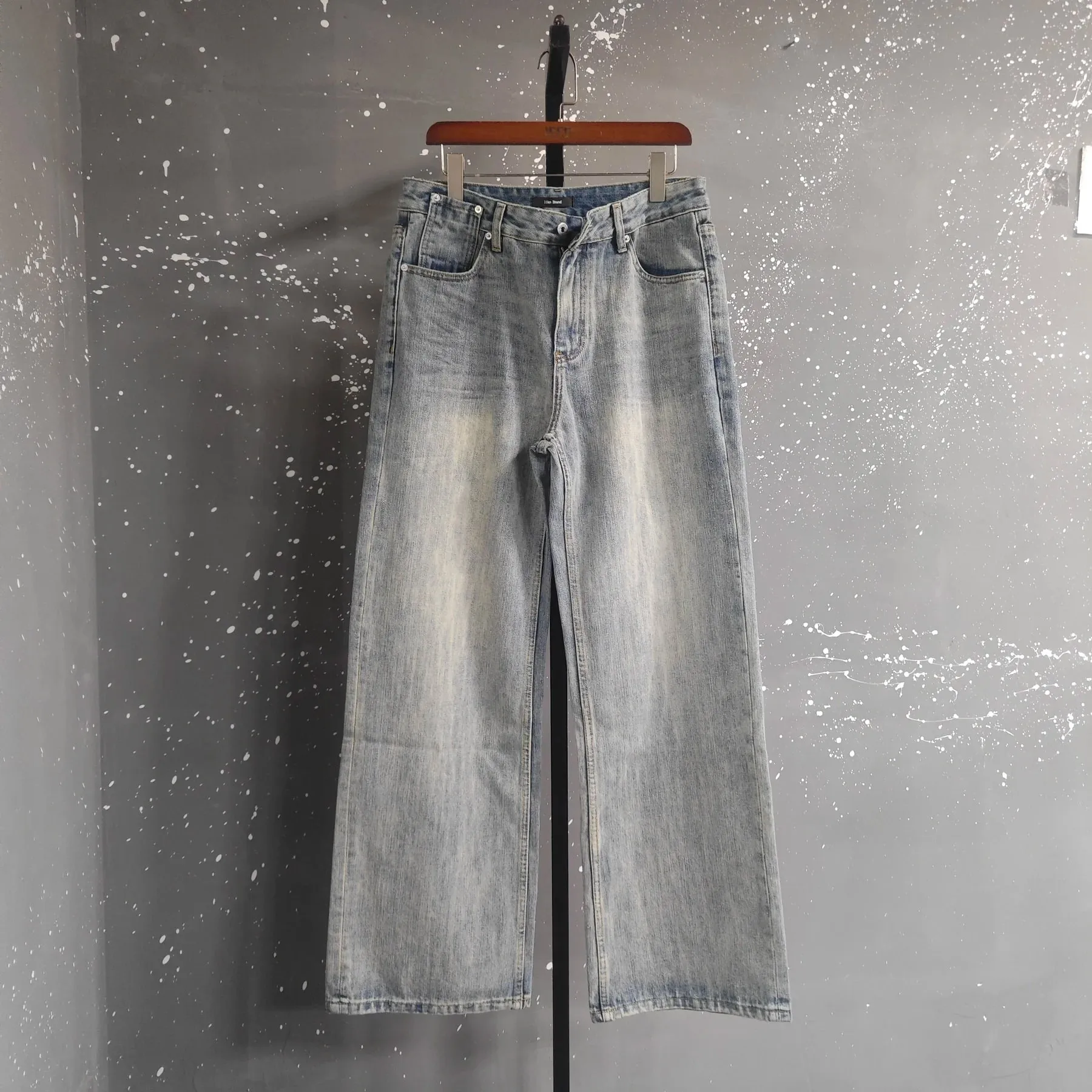 American Retro Minimalist Distressed Washed Men's Jeans Solid Full Length Causal Straight-leg Pants 2026 Spring News 9X1974