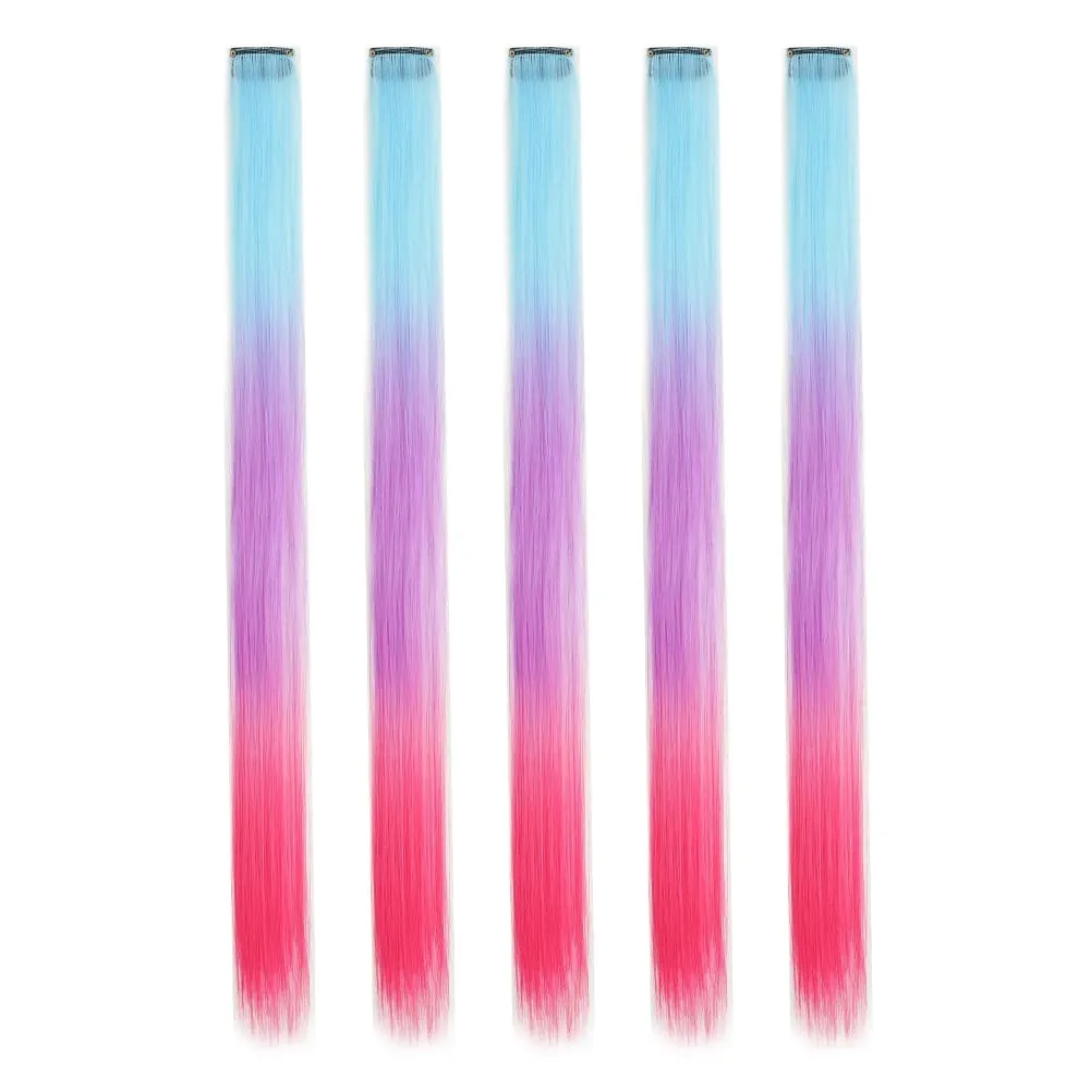 5PCS/set Clip in Hair Extensions Synthetic Hairpieces Colored Party Highlights for Girls 18 inches Multi-colors Straight Hair