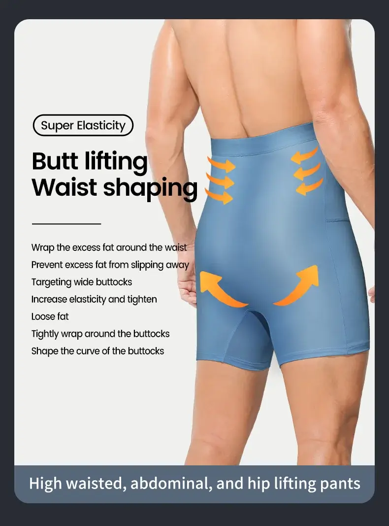 Men's sports underwear: high-waisted, belt-curving, plus-size, lengthened, anti-leg chafing, waist-protecting, flat-cut shorts