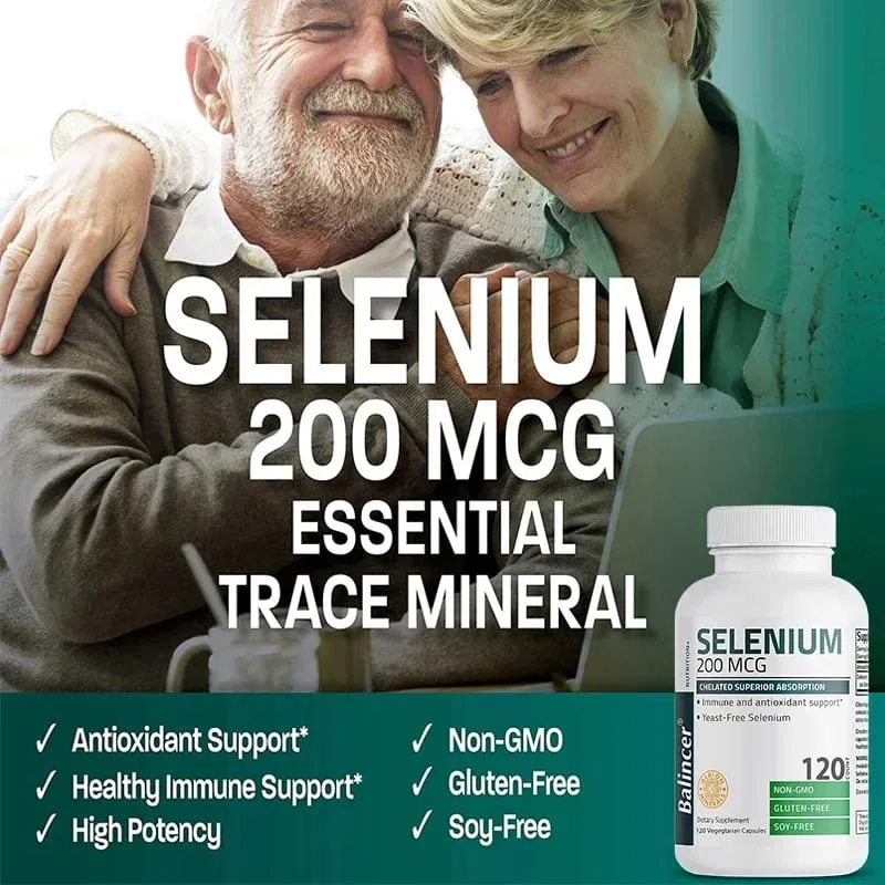 Selenium Supplement - Chelated Amino Acid Complex - High Absorption Antioxidant Enhances Immune Function Thyroid Support