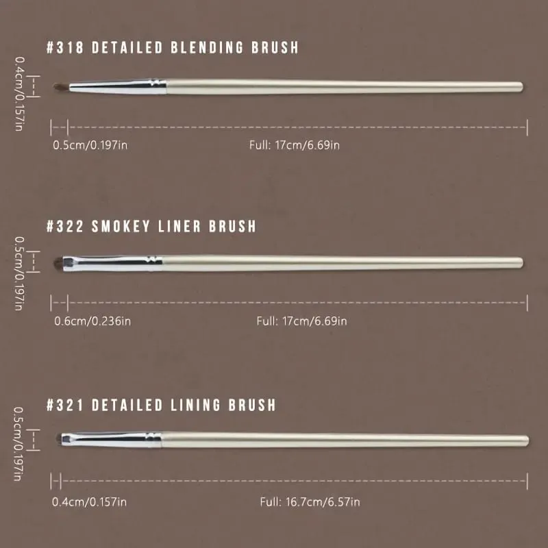 3 szt. Małe pędzle do cieni do powiek ze srebrną rączką do szczegółowego blendowania makijażu smokey eyeliner Profesjonalny zestaw pędzli kosmetycznych