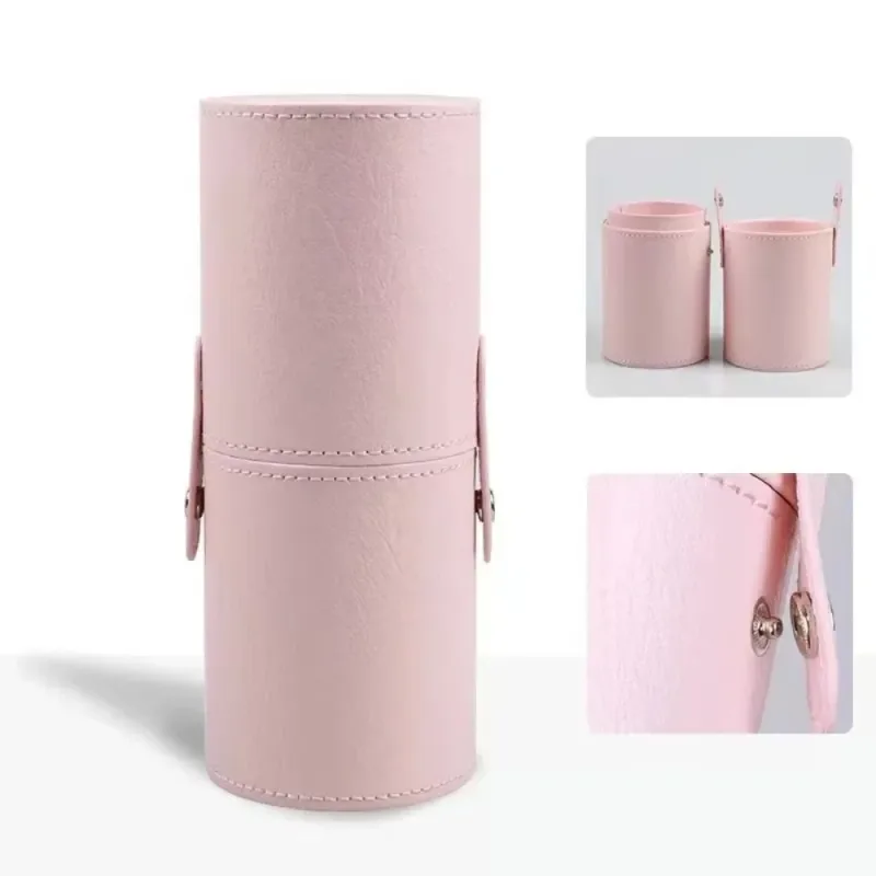 PU Leather Makeup Brush Bucket Dust-Proof Waterproof Empty Cosmetic Brushes Pen Holder Portable Makeup Brush Organizer