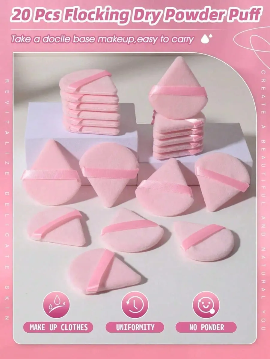 20/10/3/1pc Triangular Velvet Makeup Powder Puff Facial Powder Puff Reusable Makeup Powder Puff And Eye Makeup Powder Puff