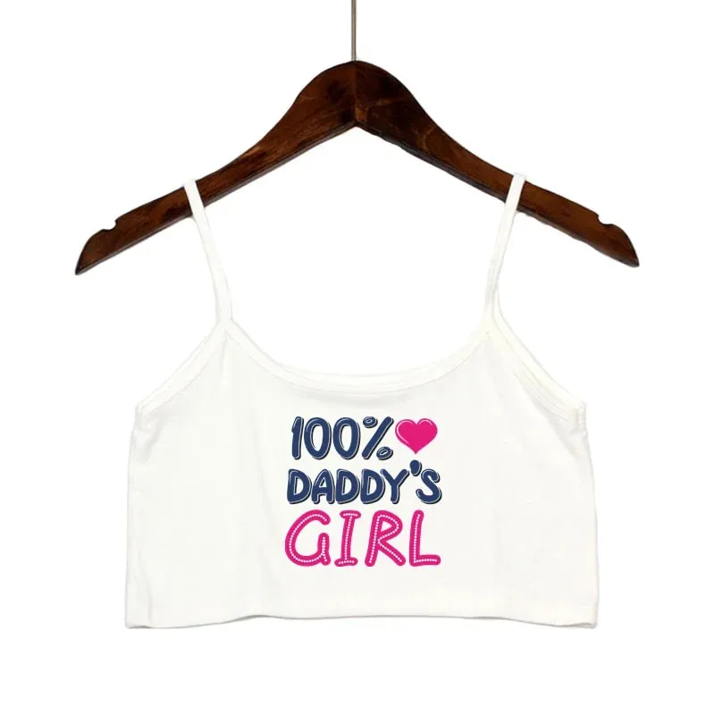 Pink Letters Print Summer Women's Crop Top Sexy Elastic Cotton Camis Sleeveless Short Tank Top Bar Tops Women
