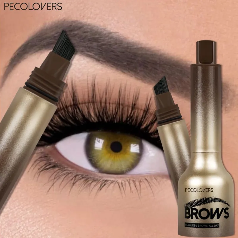 Professional 4 Pcs Eyebrow Products Makeup Set - Eyebrow Stamp & Eyebrow Powder & Small Brush Fill The Shapes of Eyebrow