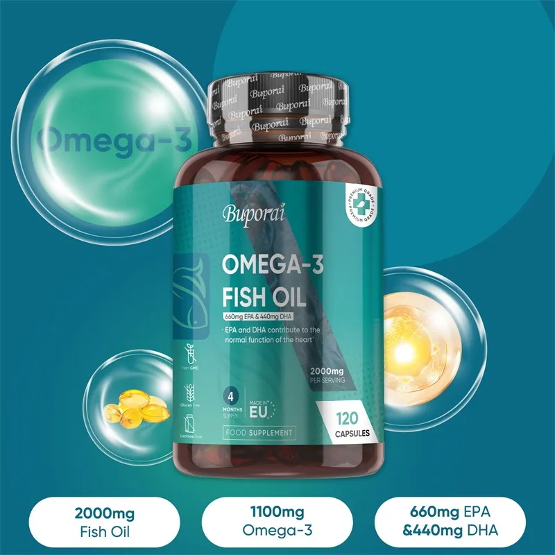 Omega 3 Fish Oil 2000mg - Helps Maintain Normal Brain Function and Healthy Vision Boosts Natural Energy and Improves Immunity