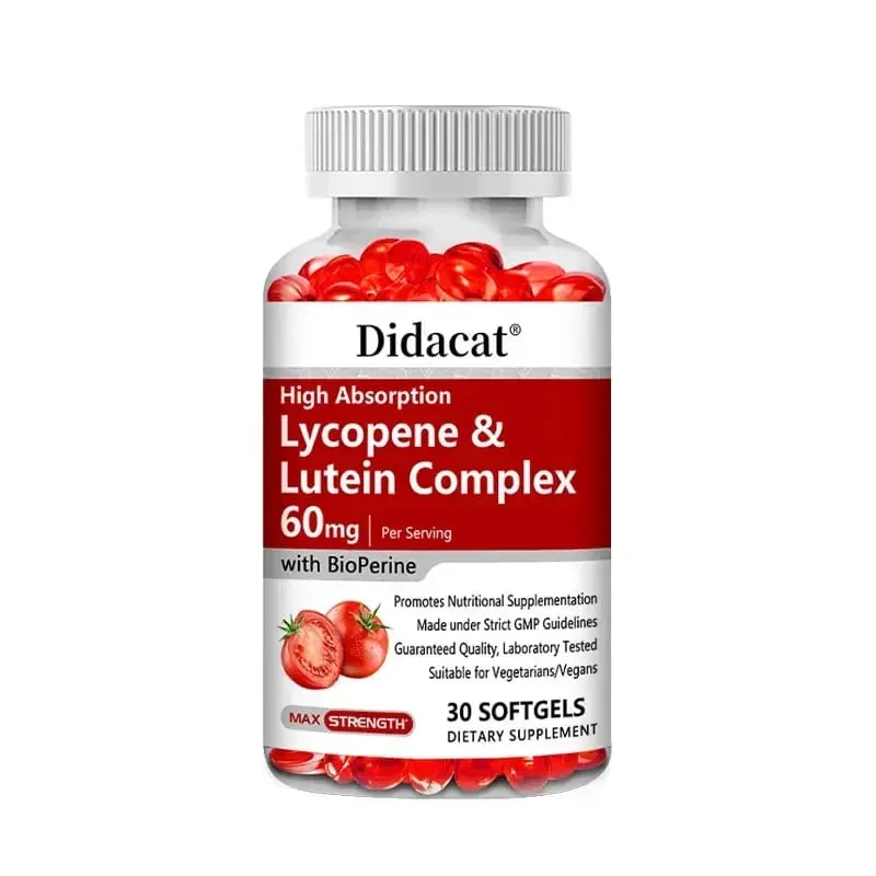 Lycopene + Lutein Complex 60mg with Bioperine Dietary Supplement for Prostate Heart & Eyes Health Antioxidant Non-GMO