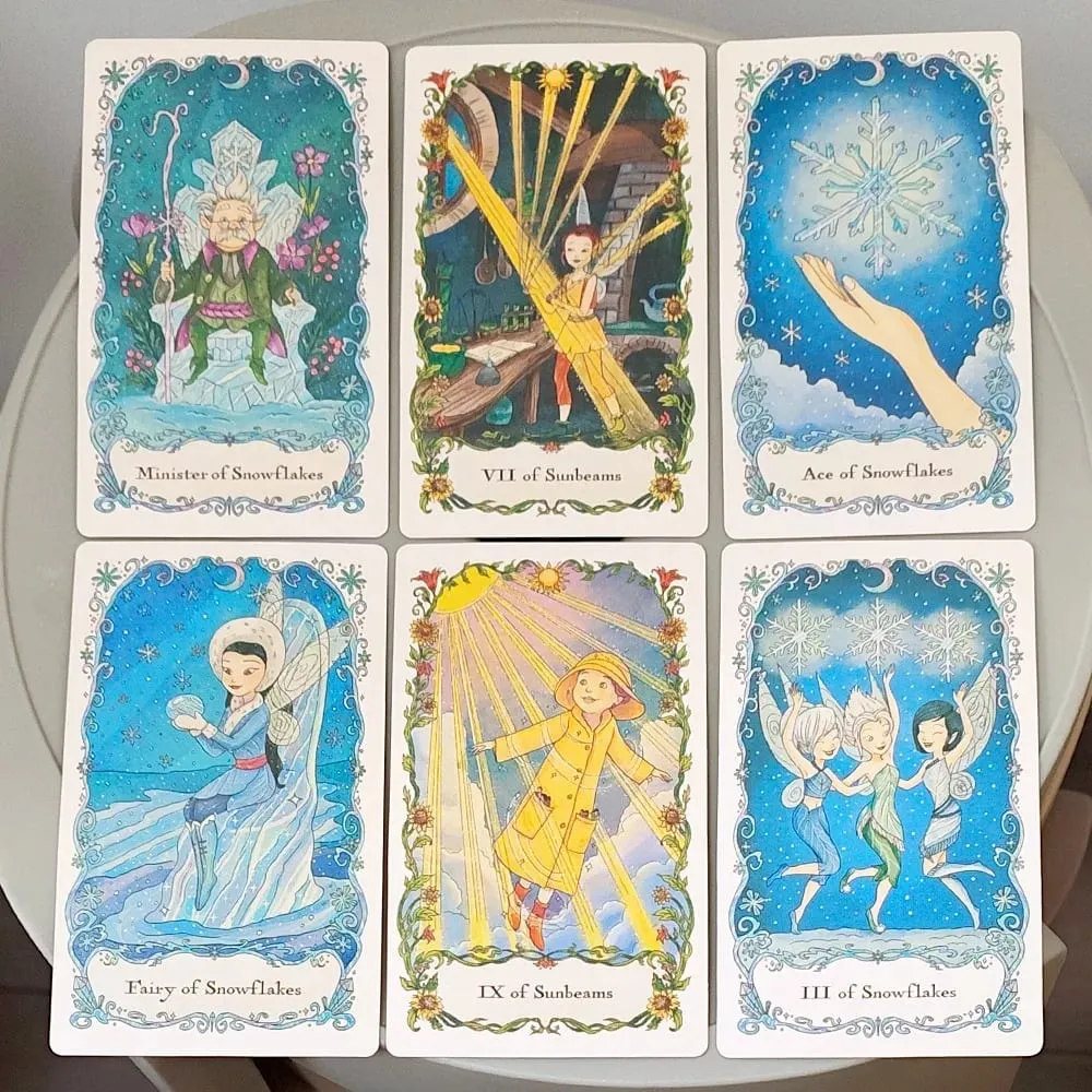 Fairies Tarot Deck in Rigid Box 12*7cm 78 Pcs Whimsical Fairy Themed Tarot Cards for Beginners Double-embossed Cardstock