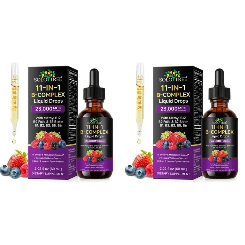 Tetes Cairan B-kompleks 11-In-1 Metil B12 Folat Biotin untuk Fokus Energi & Formula Pendukung Saraf Otak Dewasa 60Ml — image 9