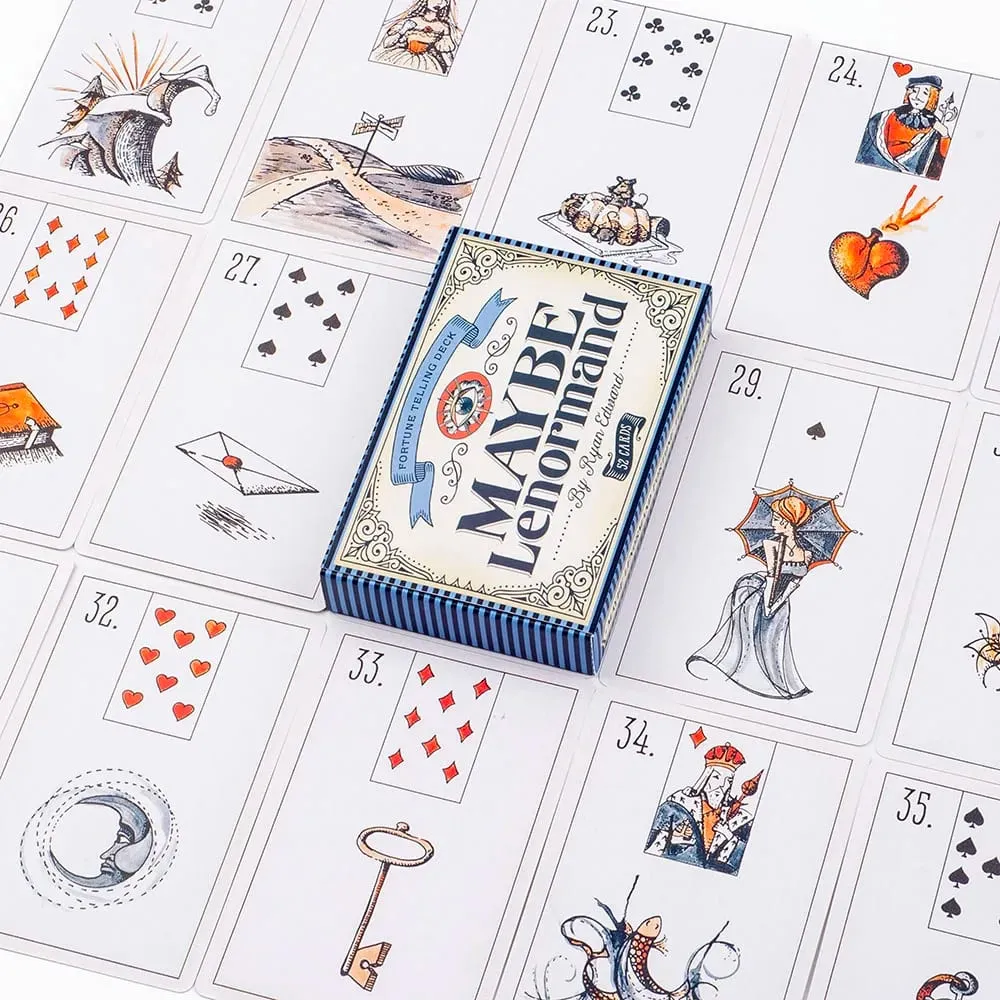Maybe Lenormand 52 Cards Deck - Beginner-Friendly Fate Divination Tarot for Fortune Telling Party Board Game 9.7x6.3cm