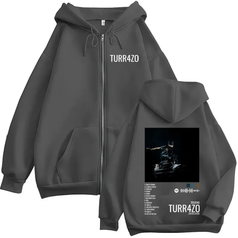Rapper Trueno Turr4zo Album Graphic Print Zipper Hoodies Men Women Clothing Fashion Zip Up Fleece Hooded Sweatshirts Jacket Coat