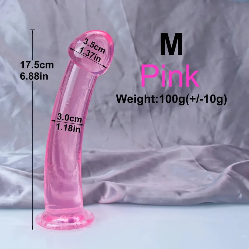 Cheap TPE Transparent Anal Plug Jelly Dildo 4Sizes Suction Cup Cock Vaginal Masturbation Soft Small Penis Women Man Sex Toys