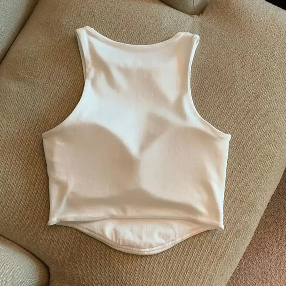 2025 U Push Up Sport BH Mode Dame Tank Top Ensfarvet Ærmeløs Vest Komfortabel Kort Top Åndbar Casual Crop Tops — image 6