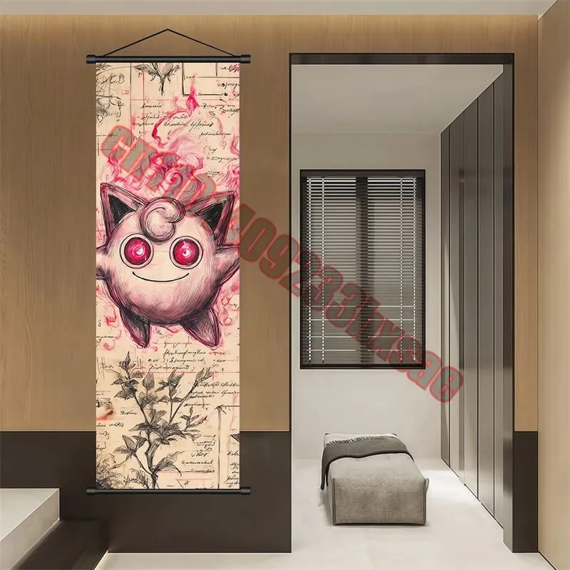 Printed Pokemon Poster Anime Wall Artwork Gengar Pictures Charizard Painting Canvas Pikachu Hanging Scrolls Home Room Decor