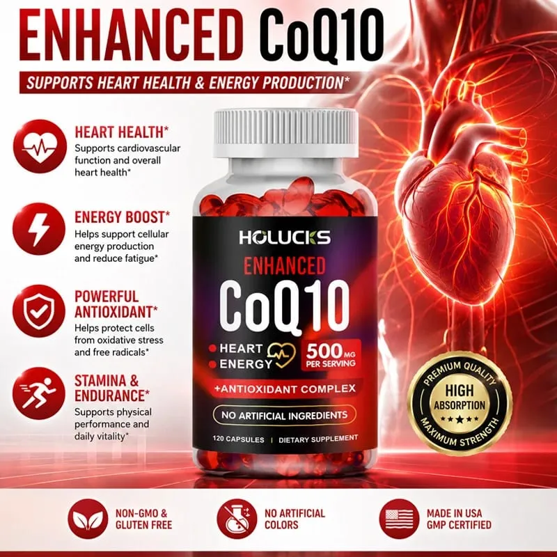 Nagy hatékonyságú COQ10 kapszula kurkuma transz-rezveratrol antioxidánssal és a kognitív egészség támogatásával az általános jólétet