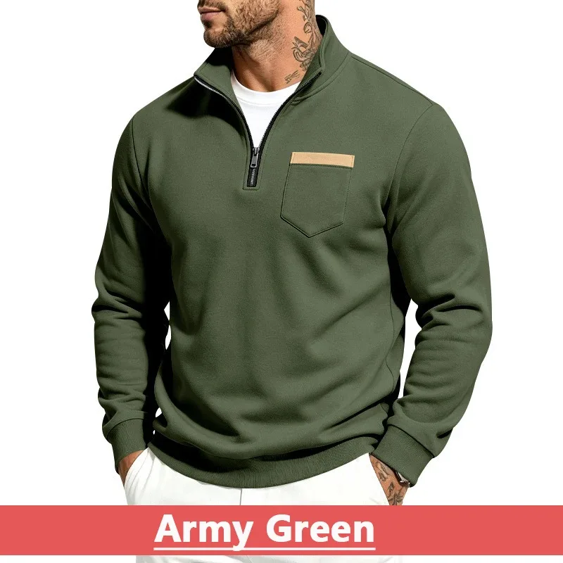 Hommes 2026 automne hiver article chaud doublé polaire col montant ample Vintage sweat décontracté banlieue mode mâle quotidien vêtements d'extérieur — image 37