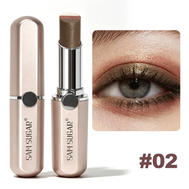 3-Color Gradient Eyeshadow Stick Shimmer Highlight Contour Cream Eyeshadow Waterproof Smudge Resistant Quick Eye Makeup Stick