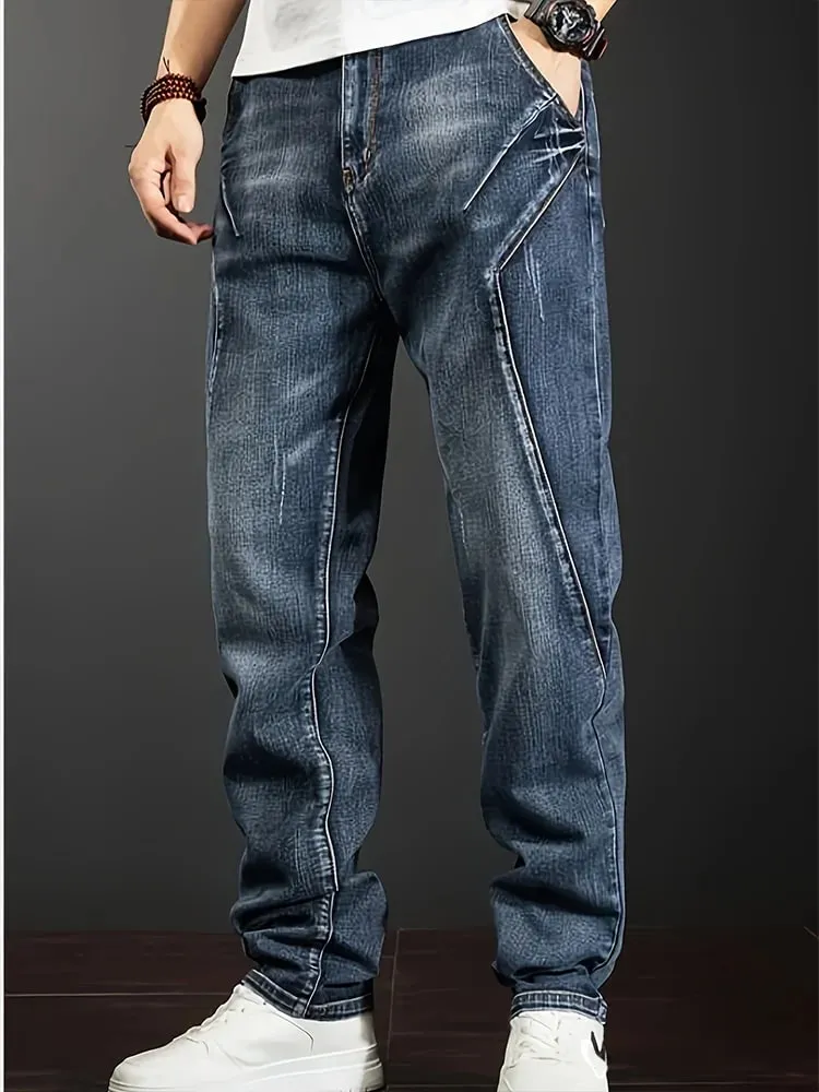 Men's New Straight Leg Stretchable Jeans Casual Pants with Personality Design Comfortable Fit Modern Style — image 8
