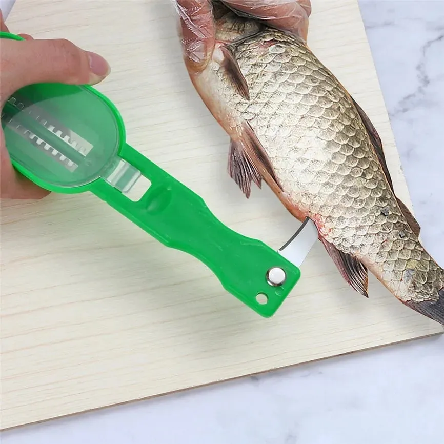 Practical Fish Scale Remover Plastic Fruit and Vegetable Peeler Descaling and Cleaning Scraper with Accessories Folding Knife