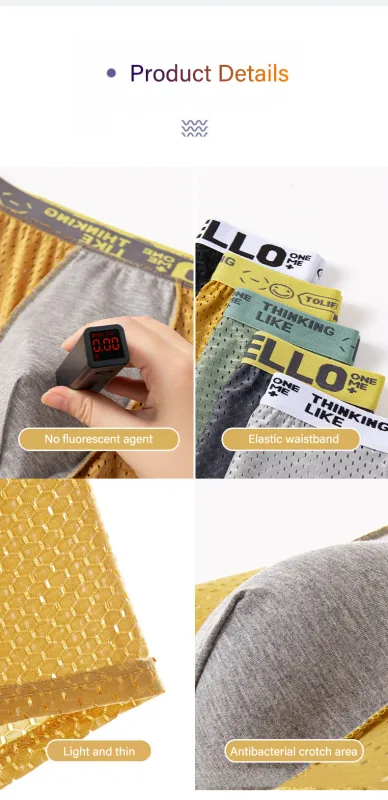 Mens Ice Silk Mesh Underwear Summer Breathable Mesh Cool Boxer Boxer Shorts for Men 45-90KG Anti-bacterial Light Thin Underpants
