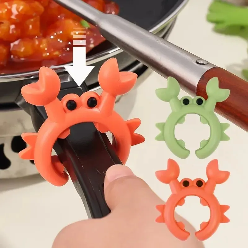 4/1PCS Silicone Spatula Rack Small Crab Anti Scalding Overflow Pot Clip Spoon Holder Clip Universal Shovel Rack Kitchen Gadget