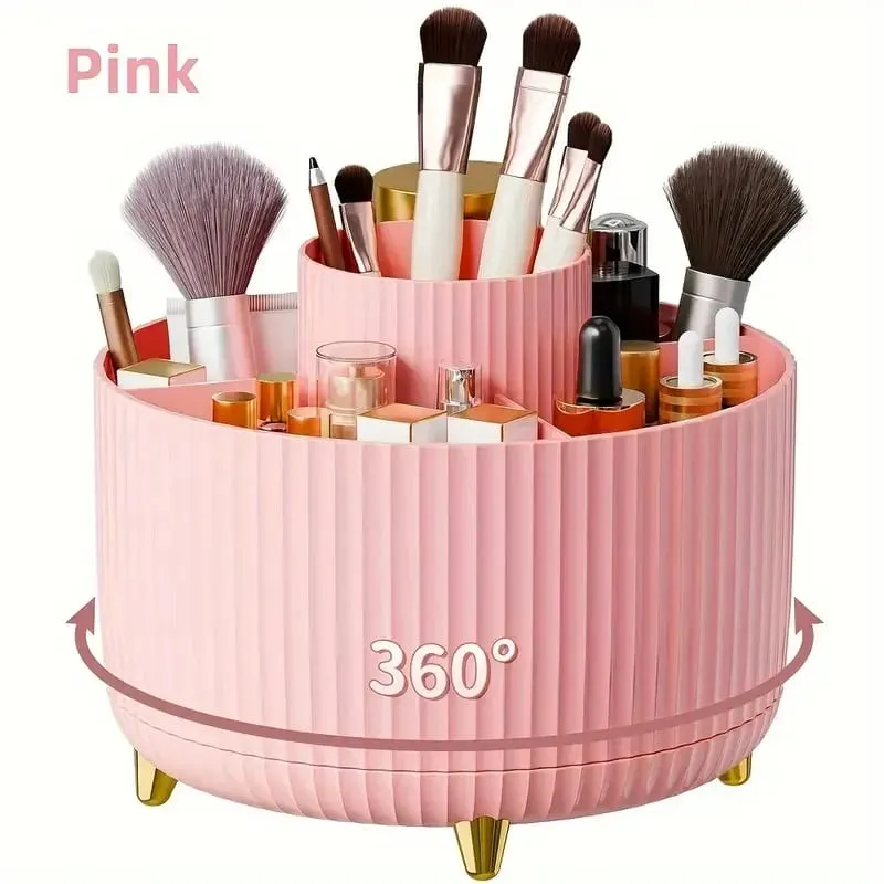 5 Slot 360° Rotating Makeup Brushes Holder Organizer Multi-Functional Desk Storage Cosmetics Storage for Vanity Desktop Bathroom — image 8
