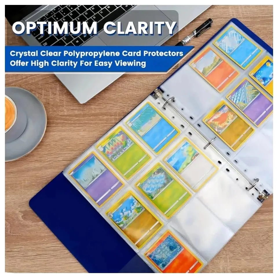 1800 Pockets 11-Ring Binder Double-Sided Trading Card Pages Sleeves 9-Pocket Clear Plastic Game Card — image 4