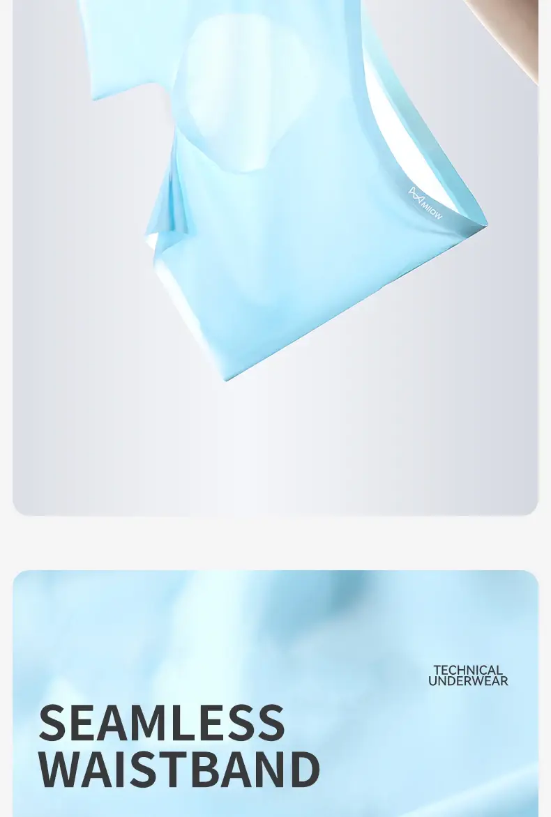 MiiOW 3Pcs Summer Ice Silk Men Boxer Underwear Breathable Antibacterial Men's Panties Thin Seamless Underpants Man Trunks Boxers