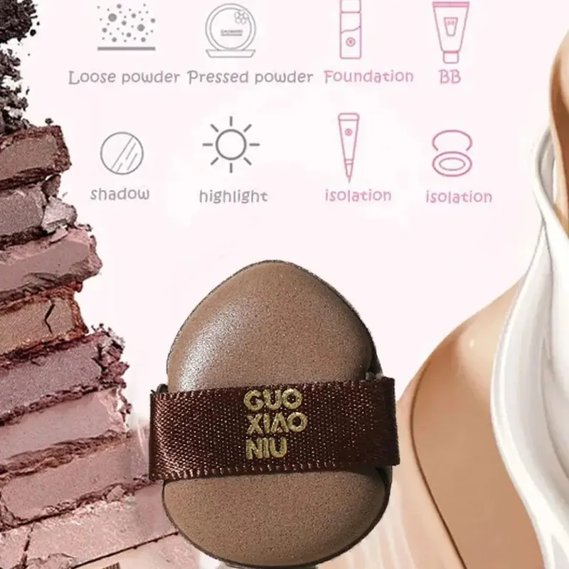 6pcs Chocolate Powder Puff Set Soft Mini Thumb Powder Puff For Concealer Powder Blusher Women Dry And Wet Makeup Tool