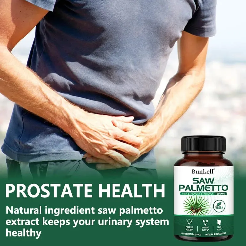 Saw Palmetto Capsules - Promotes Prostate Health Urinary Tract Support Reduces Hair Loss - Vegan