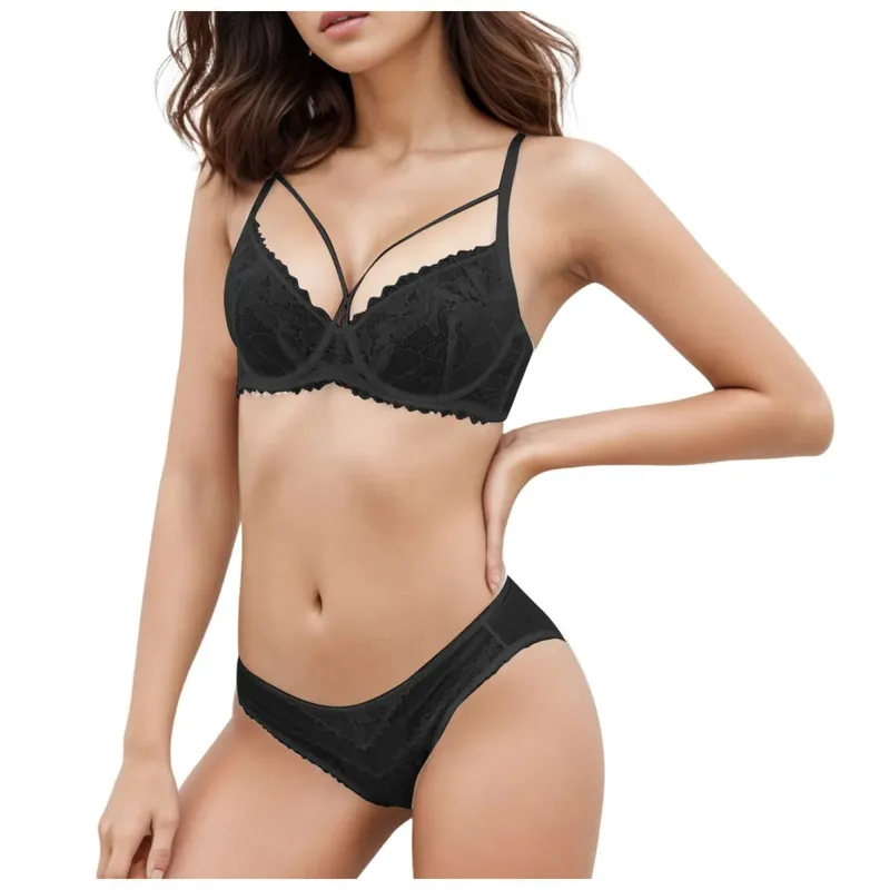Set Celana Dalam Bra Minimizer Renda Tipis Tanpa Bantalan Tipis Wanita Set Pakaian Dalam Lingerie Wanita Harian Elegan Pengurang Payudara Besar