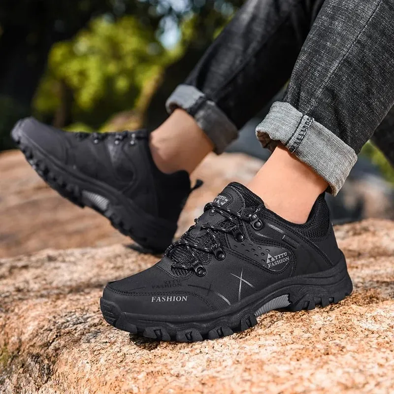 New men's sports hiking shoes 2024 men's anti slip training shoes leather outdoor men's oversized autumn hiking Jogging shoes