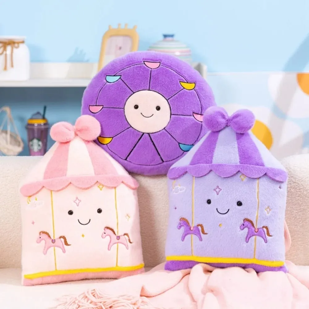 Cute Amusement Park Themed Plush Toy Fluffy Carousel Ferris Wheel Shaped Throw Pillow Sofa Cushion Home Decor — image 2