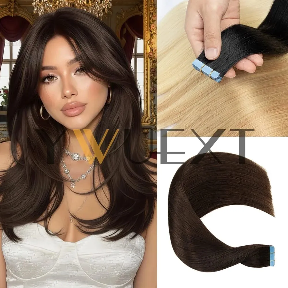 Tape In Human Hair Extensions 10Pcs/30g Per Pack Remy Real Human Hair Straight Natural Black Brown Blonde Multi‑Colors Seamless Skin Weft Tape Hair Extensions For Women