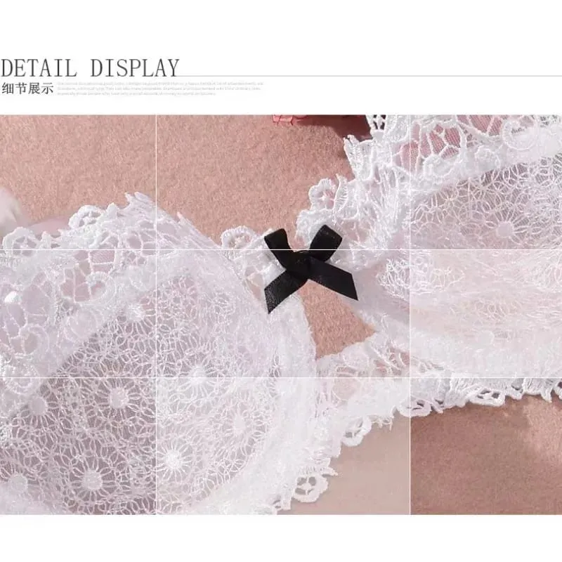ยุโรปลูกไม้ชุด Ultra-Thin กึ่งโปร่งใสครึ่งถ้วย Pure Desire Bras สำหรับหน้าอกขนาดเล็ก Anti-Sagging ชุดชั้นในสบาย — image 6