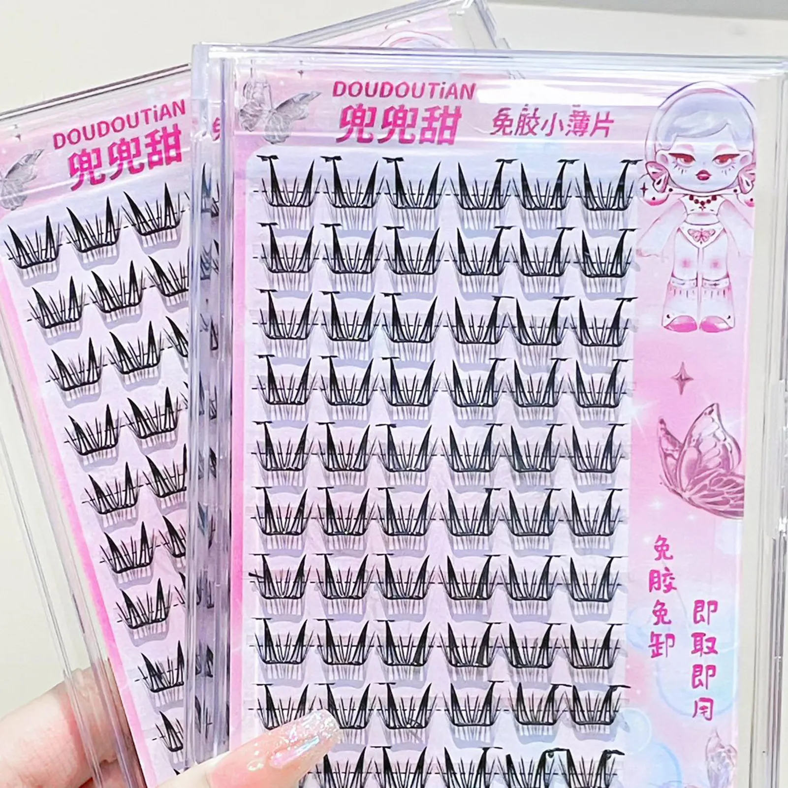 Lông mi giả C Curl Tự nhiên & Wispy Lash Wisps Manga Lông mi tự dính Hoàn hảo cho các cô gái Đi chơi đêm Dụng cụ trang điểm mắt — image 2