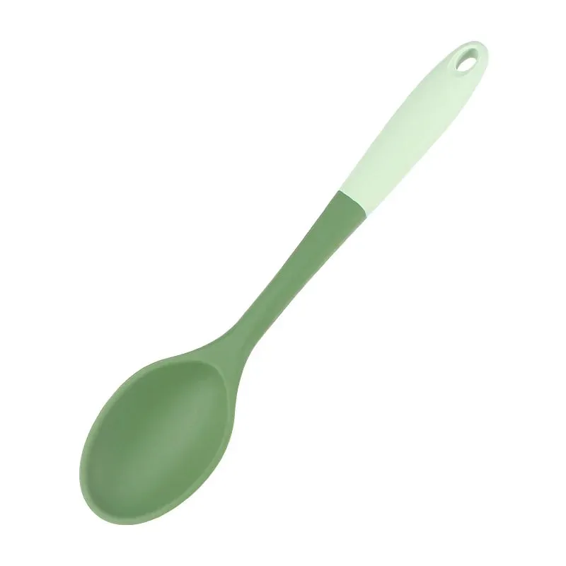 6-Piece Silicone Kitchen Utensil Set: Chinese Spatula Soup Ladle Slotted Turner Pasta Spoon Salad & Honey Scrapers for Non-S