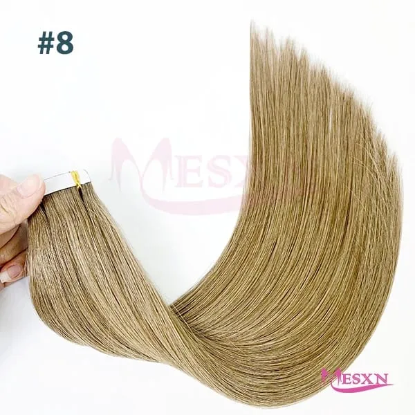 High Quality Straight Tape In Human Hair Extensions 100% Natural Hair Extension Brown Blonde Invisible 613 For Salon