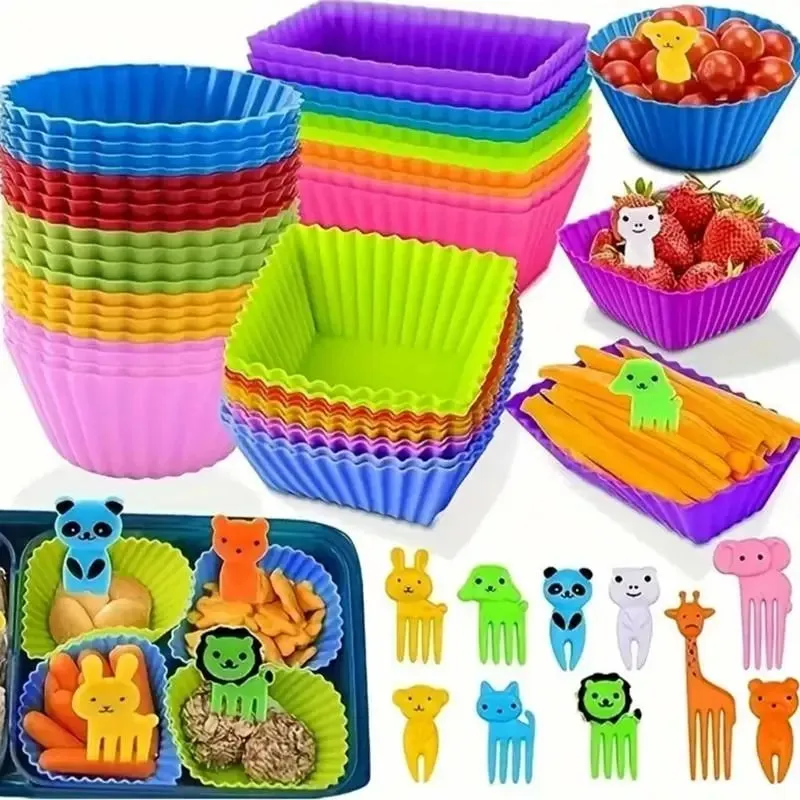 12/24Pcs Silicone Lunch Box Dividers Bento Lunch Box Dividers Lunch Dividers Dish Cups Salad Dressing For Kid Lunch Access〔CC11〕