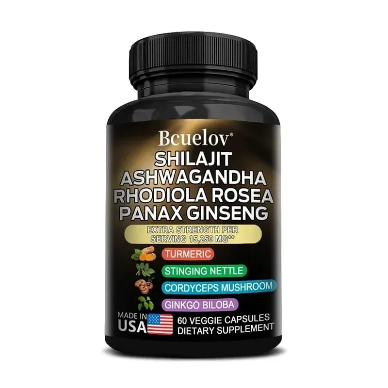 Shilajit Ashwagandha Rhodiola Rosea Ginseng High Concentration Formula Promotes Digestive System Brain Joint Health Supplement
