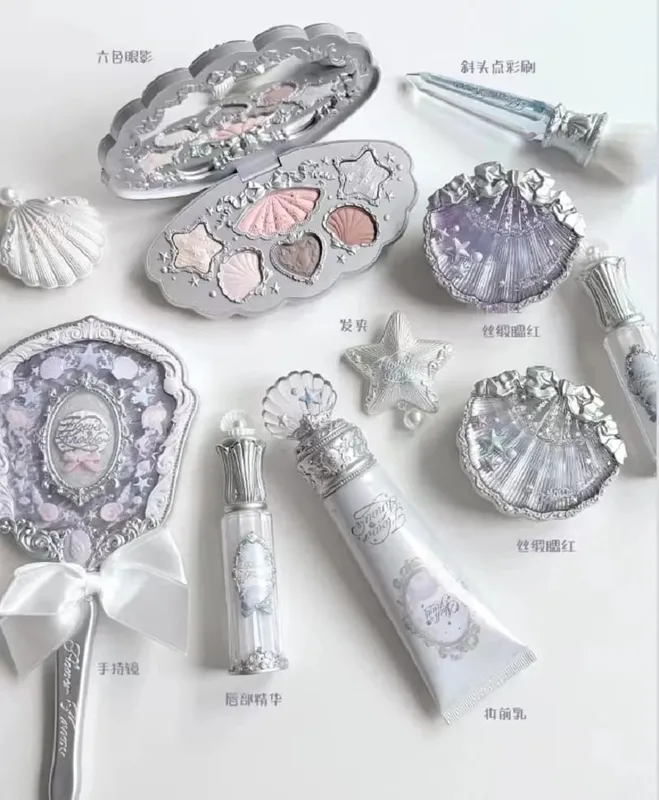 Flower Knows Shell Pearl Series Make Up Sets Eyeshadow Pressed Powder Blush Lip Gloss Makeup Base Handheld mirror 10 /11/13pcs