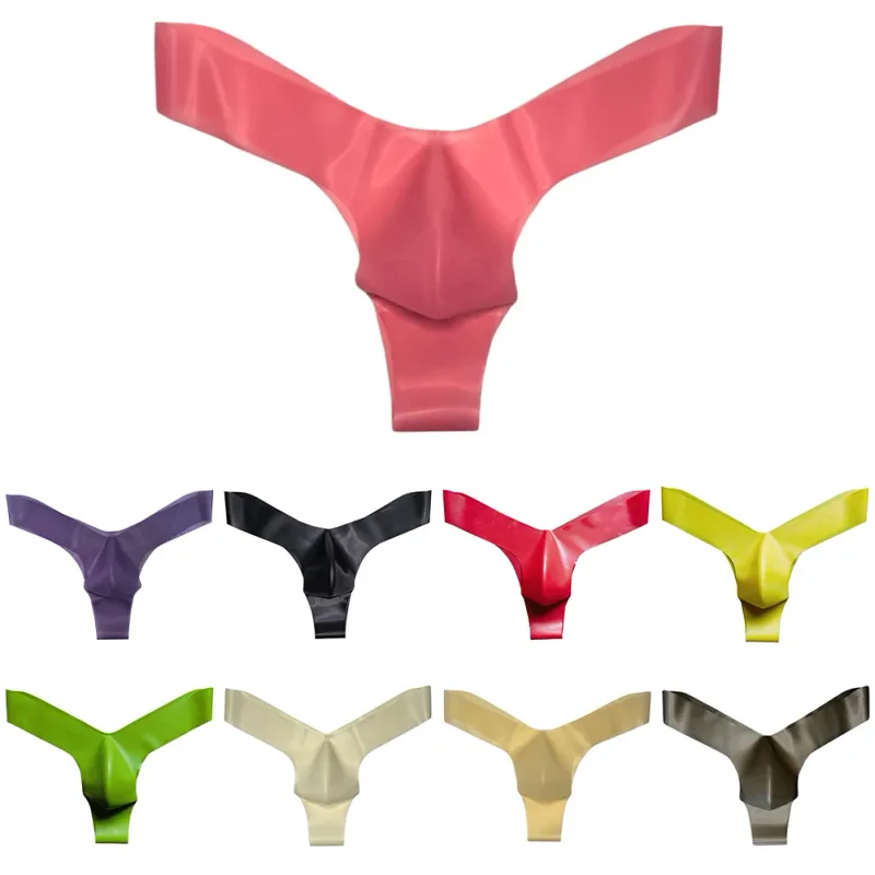 Seamless Mens Latex Underwear Transparent Thongs and Briefs with Pouch Design Low Waist Erotic Lingerie for Men